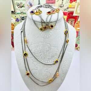 **SOLD**Elegant Multicolor Gemstone Necklace and Bracelet Set